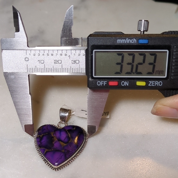 Purple Copper Turquoise gemstone heart pendant in 925 sterling silver. - Picture 6 of 6